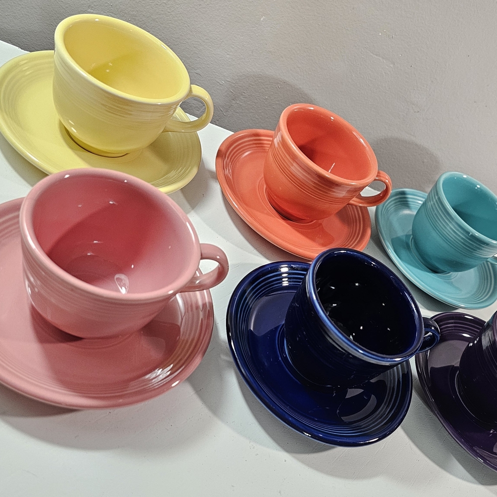 Fiestaware ! Colorful 12 piece Teacup and Saucer Set